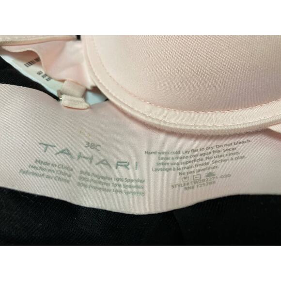 Tahari Women's Laser Cut Smoothing Contour Underwire Bra 38C Pink NWT Plunge - Picture 5 of 6